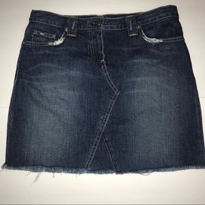 J Crew Denim Frayed Didtressed Mini Skirt Sz 30